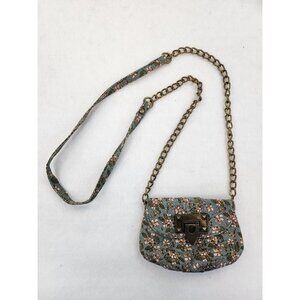 Mossimo mini crossbody purse Micro Floral blue toggle clasp chain strap pockets